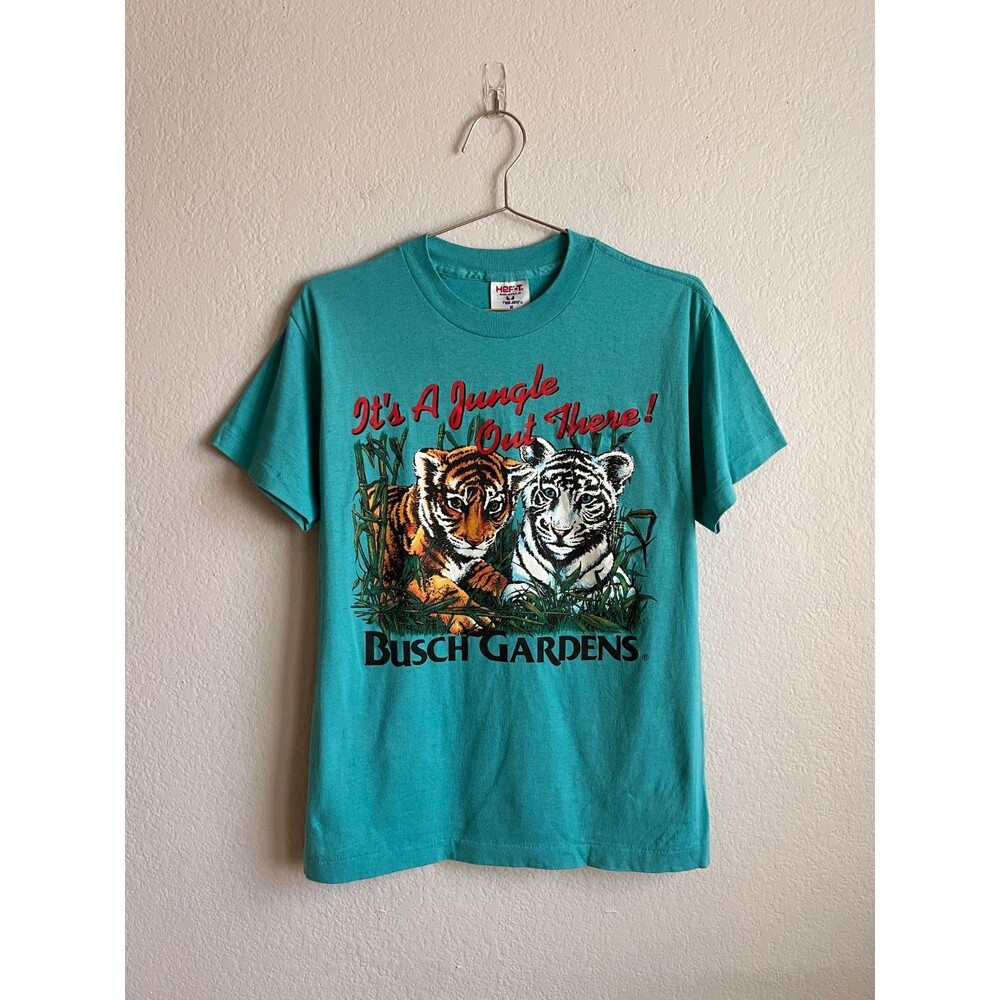 Vintage 90's BUSCH GARDENS Tampa Bay Graphic Tee in Teal Size MEDIUM